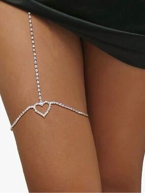 Rhinestone Heart Crystal Thigh/Leg/Waist Chain!